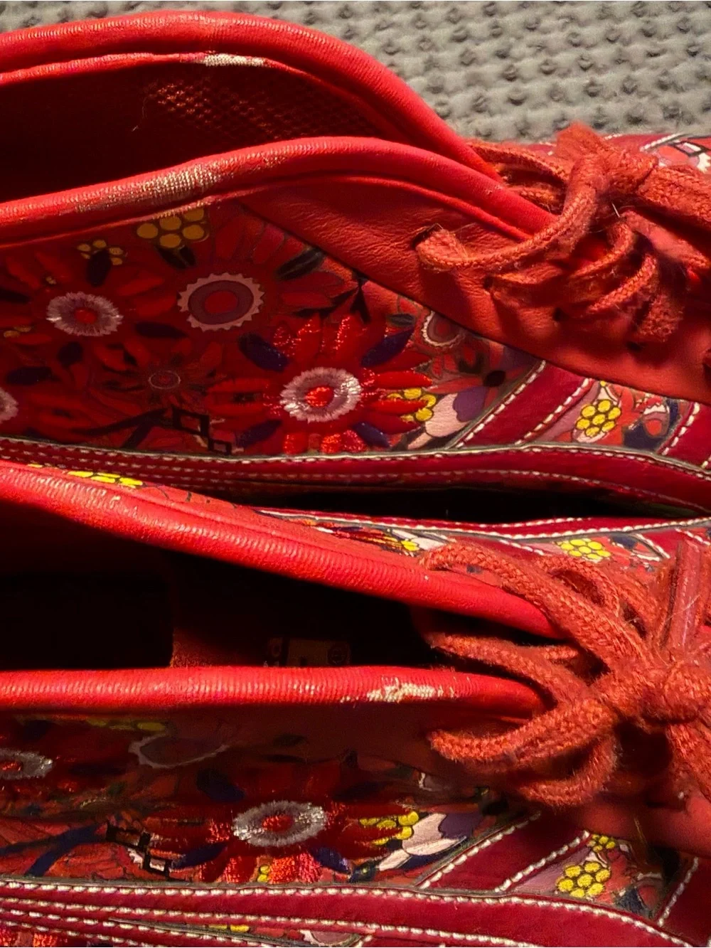 Onitsuka Tiger by Asics Men’s Red High-Top Sneakers with Patterned Side Panels